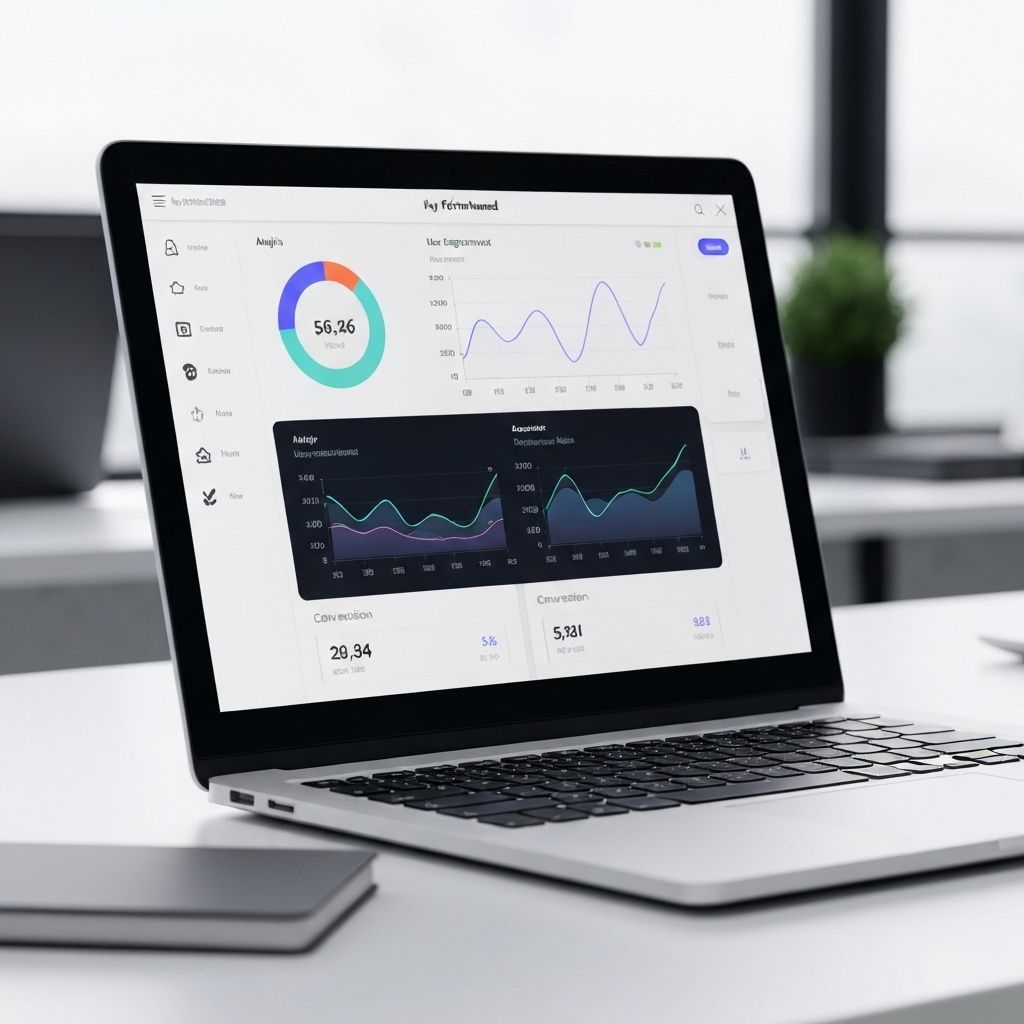 Dashboard mostrando métricas de conversão de site